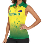Custom Australia Cricket Women Sleeveless Polo Shirt Go Champions Aussies LT05