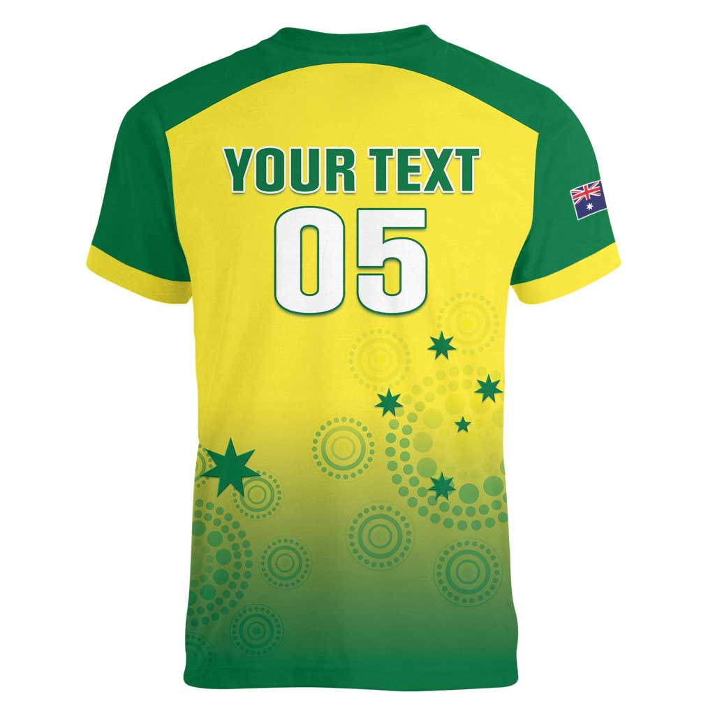Custom Australia Cricket Women V-Neck T-Shirt Go Champions Aussies LT05