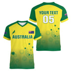 Custom Australia Cricket Women V-Neck T-Shirt Go Champions Aussies LT05