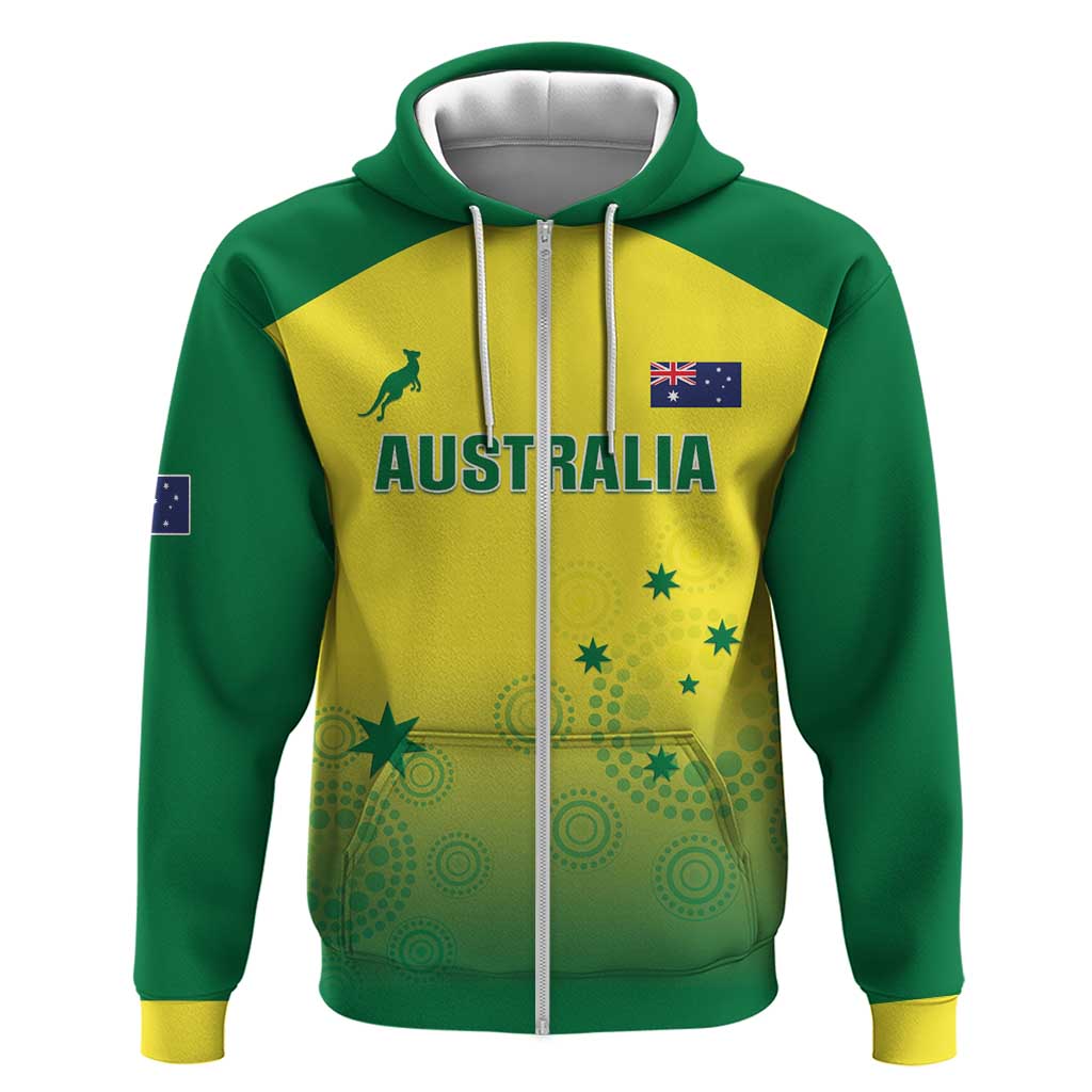 Custom Australia Cricket Zip Hoodie Go Champions Aussies LT05