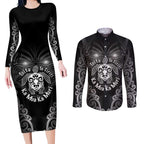 Aotearoa Toitu Te Tiriti Couples Matching Long Sleeve Bodycon Dress and Long Sleeve Button Shirt Ka Mua Ka Muri