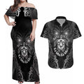 Aotearoa Toitu Te Tiriti Couples Matching Off Shoulder Maxi Dress and Hawaiian Shirt Ka Mua Ka Muri