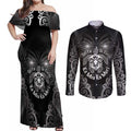 Aotearoa Toitu Te Tiriti Couples Matching Off Shoulder Maxi Dress and Long Sleeve Button Shirt Ka Mua Ka Muri