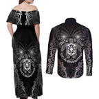 Aotearoa Toitu Te Tiriti Couples Matching Off Shoulder Maxi Dress and Long Sleeve Button Shirt Ka Mua Ka Muri