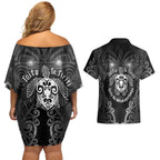 Aotearoa Toitu Te Tiriti Couples Matching Off Shoulder Short Dress and Hawaiian Shirt Ka Mua Ka Muri