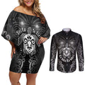 Aotearoa Toitu Te Tiriti Couples Matching Off Shoulder Short Dress and Long Sleeve Button Shirt Ka Mua Ka Muri