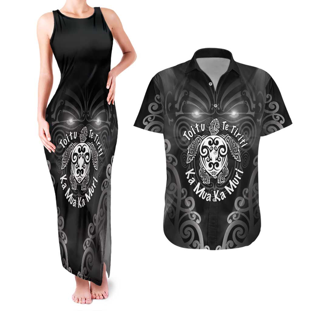 Aotearoa Toitu Te Tiriti Couples Matching Tank Maxi Dress and Hawaiian Shirt Ka Mua Ka Muri