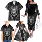 Aotearoa Toitu Te Tiriti Family Matching Off The Shoulder Long Sleeve Dress and Hawaiian Shirt Ka Mua Ka Muri