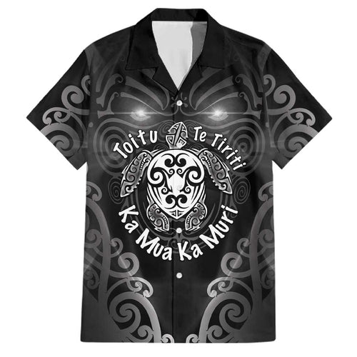 Aotearoa Toitu Te Tiriti Family Matching Off Shoulder Short Dress and Hawaiian Shirt Ka Mua Ka Muri