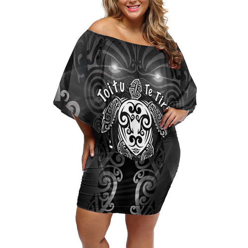 Aotearoa Toitu Te Tiriti Family Matching Off Shoulder Short Dress and Hawaiian Shirt Ka Mua Ka Muri