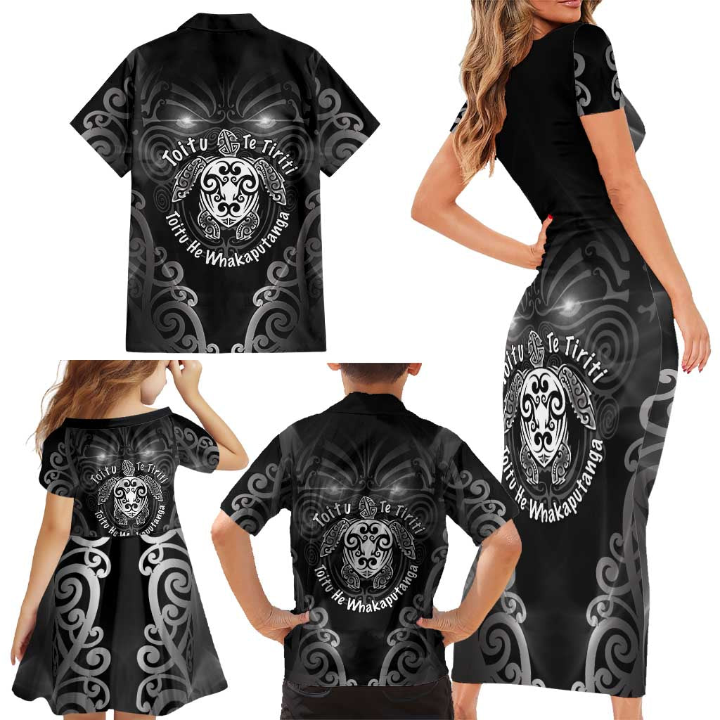 Aotearoa Toitu Te Tiriti Family Matching Short Sleeve Bodycon Dress and Hawaiian Shirt Ka Mua Ka Muri