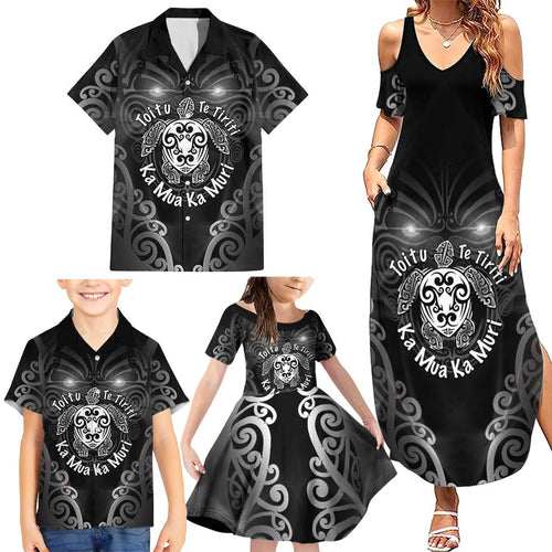 Aotearoa Toitu Te Tiriti Family Matching Summer Maxi Dress and Hawaiian Shirt Ka Mua Ka Muri
