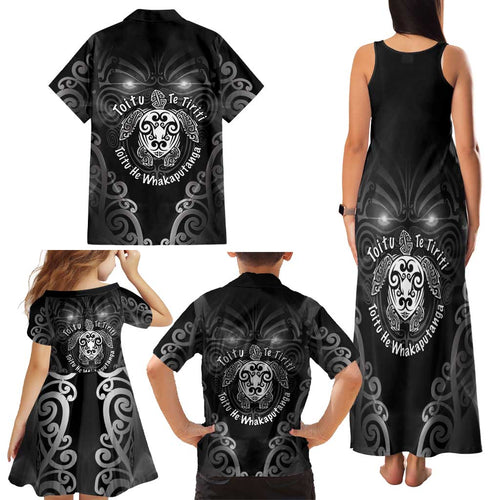 Aotearoa Toitu Te Tiriti Family Matching Tank Maxi Dress and Hawaiian Shirt Ka Mua Ka Muri