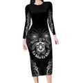 Aotearoa Toitu Te Tiriti Long Sleeve Bodycon Dress Ka Mua Ka Muri