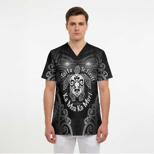 Aotearoa Toitu Te Tiriti Scrub Top Ka Mua Ka Muri