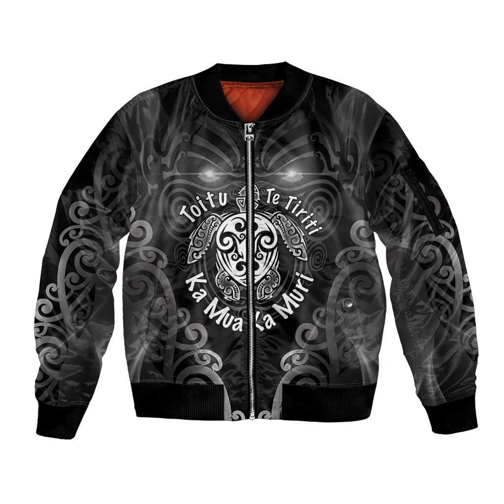 Aotearoa Toitu Te Tiriti Sleeve Zip Bomber Jacket Ka Mua Ka Muri