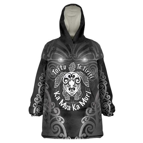 Aotearoa Toitu Te Tiriti Wearable Blanket Hoodie Ka Mua Ka Muri