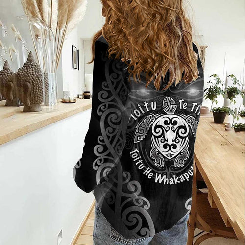 Aotearoa Toitu Te Tiriti Women Casual Shirt Ka Mua Ka Muri