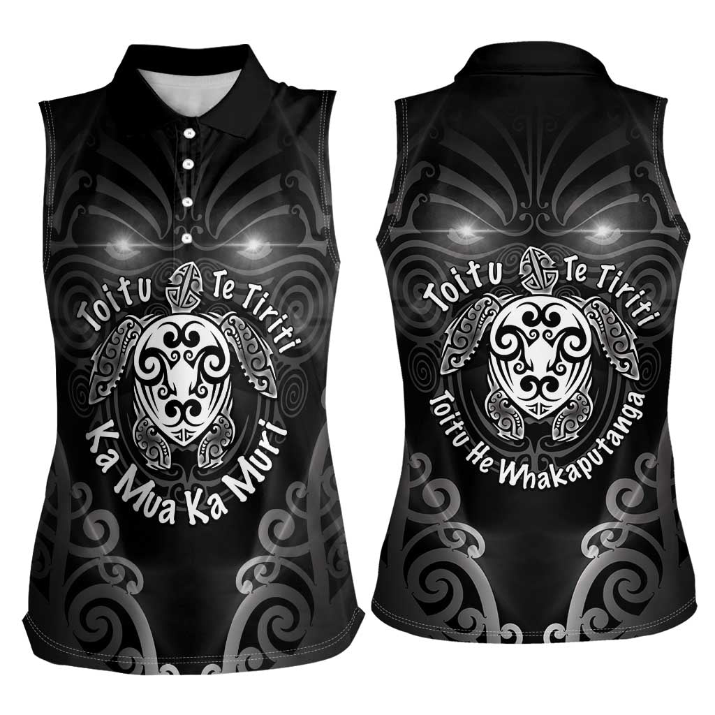 Aotearoa Toitu Te Tiriti Women Sleeveless Polo Shirt Ka Mua Ka Muri