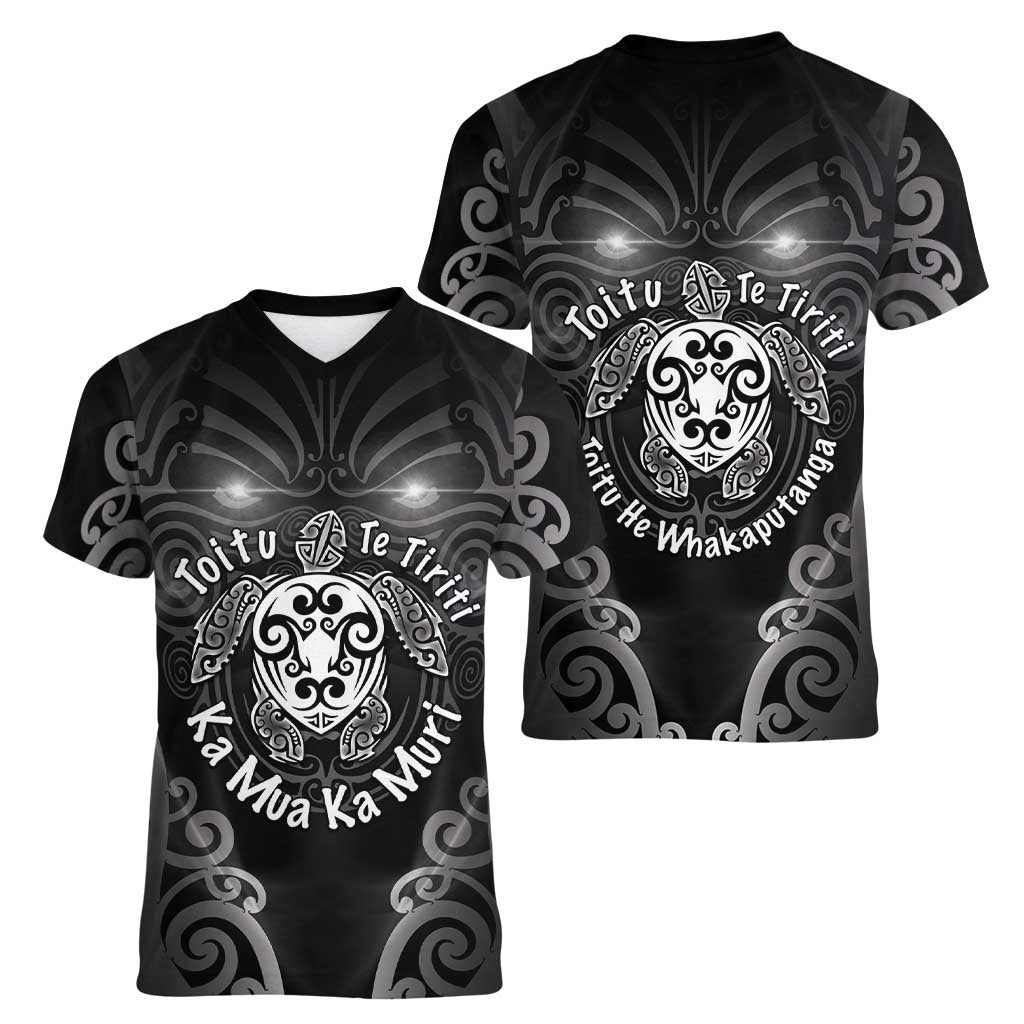 Aotearoa Toitu Te Tiriti Women V-Neck T-Shirt Ka Mua Ka Muri
