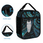New Zealand Aotearoa Lunch Bag Maori Tane Te Waiora Paua Shell Glitter Turquoise