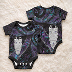 New Zealand Aotearoa Baby Onesie Maori Tane Te Waiora Paua Shell Glitter Purple