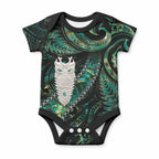 New Zealand Aotearoa Baby Onesie Maori Tane Te Waiora Paua Shell Glitter Green