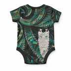 New Zealand Aotearoa Baby Onesie Maori Tane Te Waiora Paua Shell Glitter Green