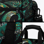 New Zealand Aotearoa Duffle Bag Maori Tane Te Waiora Paua Shell Glitter Green