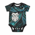 New Zealand Aotearoa Baby Onesie Maori Wheku Paua Shell Glitter Turquoise