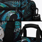 New Zealand Aotearoa Duffle Bag Maori Wheku Paua Shell Glitter Turquoise