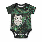 New Zealand Aotearoa Baby Onesie Maori Wheku Paua Shell Glitter Green