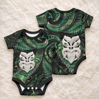 New Zealand Aotearoa Baby Onesie Maori Wheku Paua Shell Glitter Green