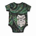 New Zealand Aotearoa Baby Onesie Maori Wheku Paua Shell Glitter Green