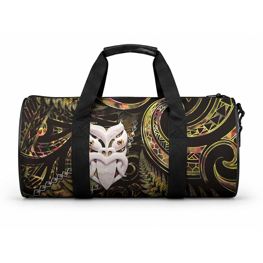 New Zealand Aotearoa Duffle Bag Maori Wheku Paua Shell Glitter Gold