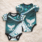 Aotearoa New Zealand Baby Onesie Maori Wera Paua Shell Teal Glitter