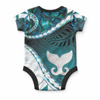Aotearoa New Zealand Baby Onesie Maori Wera Paua Shell Teal Glitter
