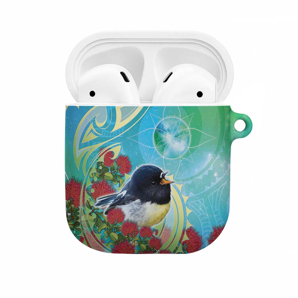 New Zealand Tomtit AirPods Case Maori Koru With Pohutukawa Galaxy Style - Aussie Hoodie