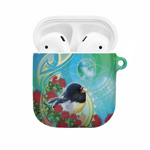 New Zealand Tomtit AirPods Case Maori Koru With Pohutukawa Galaxy Style - Aussie Hoodie