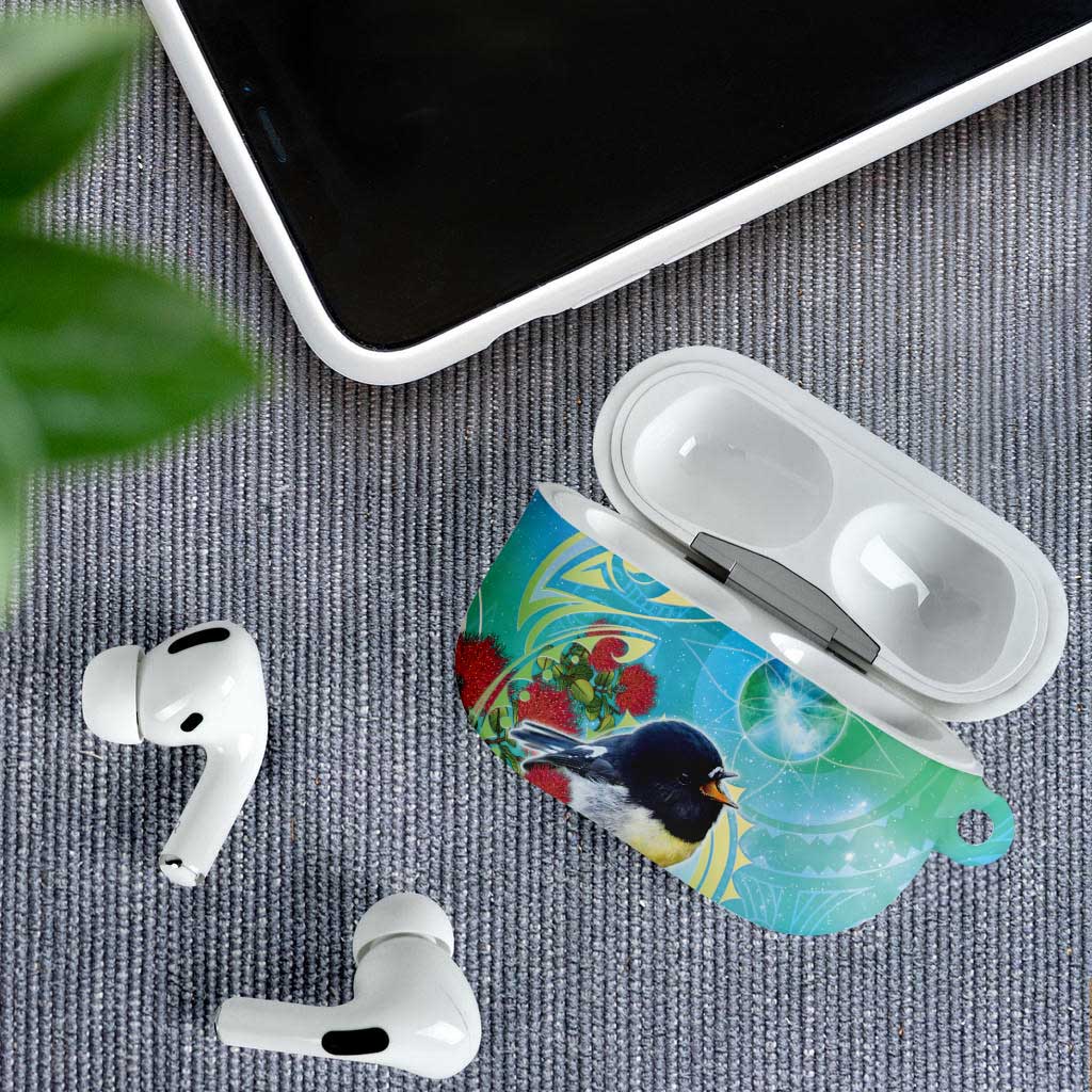 New Zealand Tomtit AirPods Case Maori Koru With Pohutukawa Galaxy Style - Aussie Hoodie