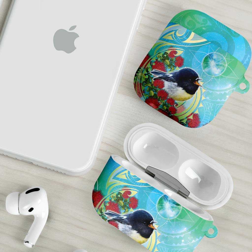 New Zealand Tomtit AirPods Case Maori Koru With Pohutukawa Galaxy Style - Aussie Hoodie