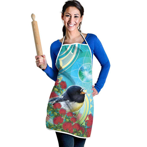 New Zealand Tomtit Apron Maori Koru With Pohutukawa Galaxy Style - Aussie Hoodie