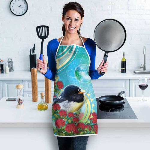 New Zealand Tomtit Apron Maori Koru With Pohutukawa Galaxy Style - Aussie Hoodie