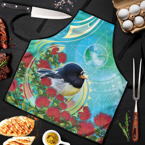 New Zealand Tomtit Apron Maori Koru With Pohutukawa Galaxy Style - Aussie Hoodie