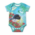 New Zealand Tomtit Baby Onesie Maori Koru With Pohutukawa Galaxy Style