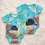 New Zealand Tomtit Baby Onesie Maori Koru With Pohutukawa Galaxy Style