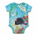 New Zealand Tomtit Baby Onesie Maori Koru With Pohutukawa Galaxy Style