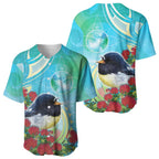 New Zealand Tomtit Baseball Jersey Maori Koru With Pohutukawa Galaxy Style - Aussie Hoodie