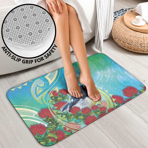 New Zealand Tomtit Bathroom Set Maori Koru With Pohutukawa Galaxy Style - Aussie Hoodie