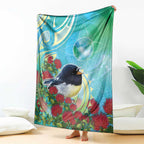 New Zealand Tomtit Blanket Maori Koru With Pohutukawa Galaxy Style - Aussie Hoodie